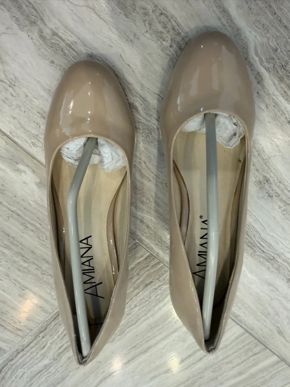 Girls Amiana Nude Patent Little Kid Shoe Heels Size 33